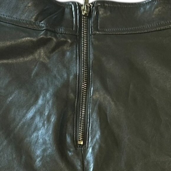 Lapis Military Green Vegan Leather Mini Skirt Sz M A Line Faux High Waisted Punk - Picture 5 of 5